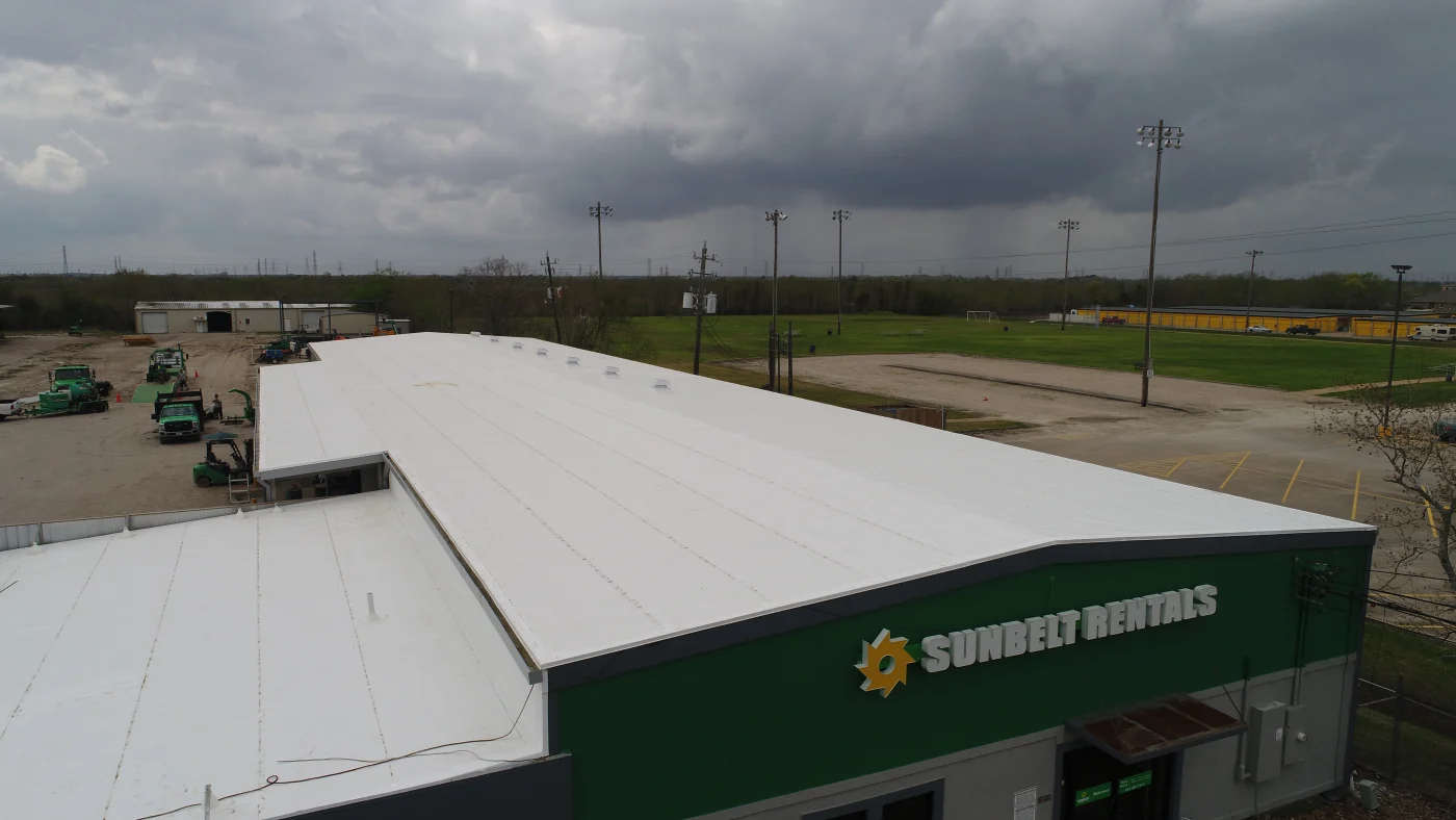 A commercial roof that has been repaired in Texas.